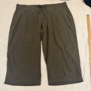 Per Se Olive Green Linen Blend Crop Pants Size 3X Pockets